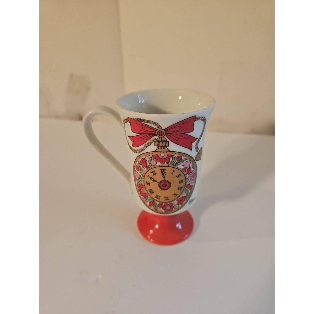 Vintage Royal Crown Arnart 1970s Footed Mug Cup Carrousel Red 5th Ave 2459